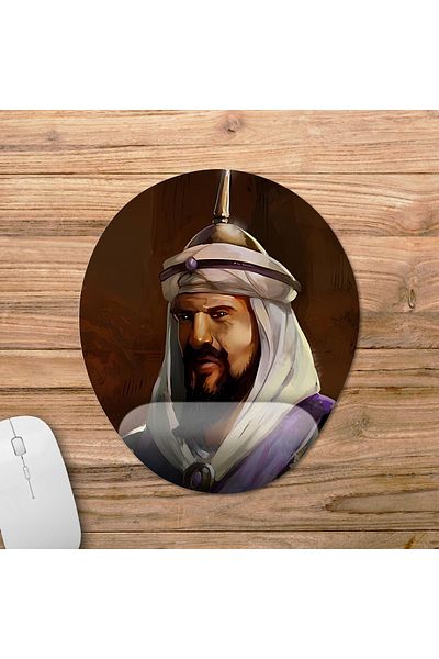 Pixxa Selahaddin Eyyubi لوحة ماوس مع مسند للمعصم - 2 موديل بيضاوي