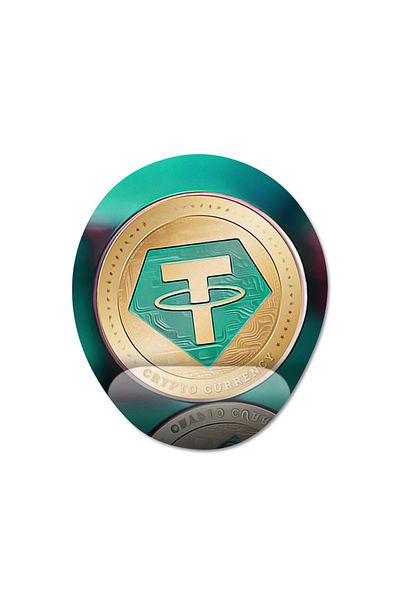 Pixxa Tether Coin Kryptocurrency - 3 نموذج لوحة ماوس بيضاوية بمساعدة المعصم