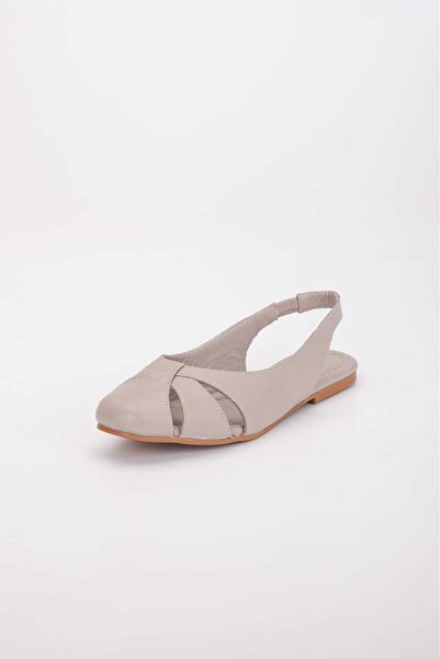 VİNİCCİ AYAKKABI حذاء من الجلد الطبيعي مفتوح الظهر باللون الرمادي