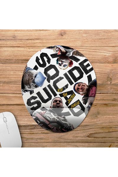 Pixxa Suicide Squad: نموذج لوحة ماوس لدعم المعصم Kill the Justice League - بيضاوي واحد