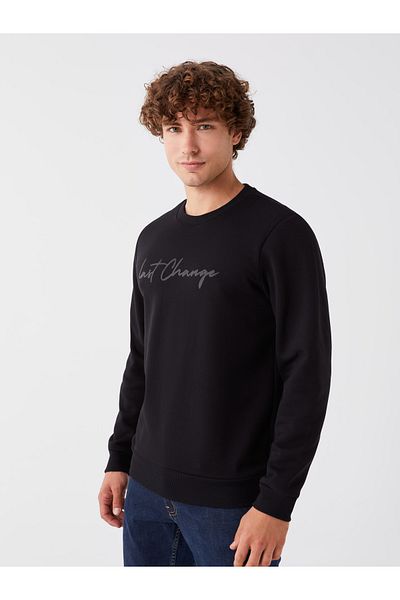 LC Waikiki Crew Neck Long Sleeve Printed Men's Thick Sweatshirt - W37018Z8