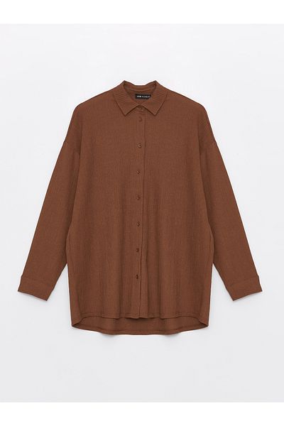 LC Waikiki Übergroßes Damen-Tunika-Shirt – einfarbig, lange Ärmel