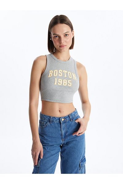 LC Waikiki Crew Neck Printed Women's Crop
