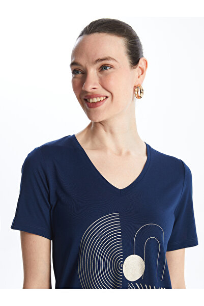 LC Waikiki Dámské tričko s krátkým rukávem s výstřihem do V