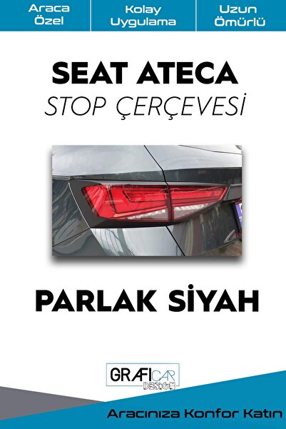 GRAFİCAR Seat Ateca Stop Çerçevesi Sticker - Parlak Siyah-İnce Tip