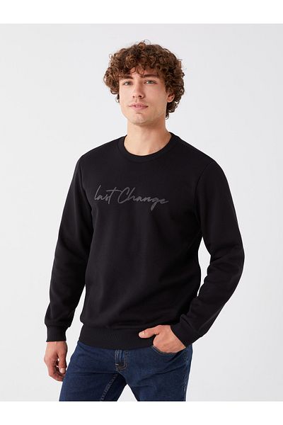 LC Waikiki Crew Neck Long Sleeve Printed Men's Thick Sweatshirt - W37018Z8