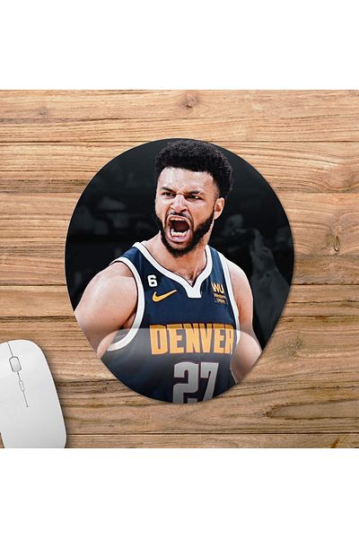 Pixxa Jamal Murray - Denver Nuggets - نموذج لوحة الماوس لدعم المعصم NBA - 1 بيضاوي