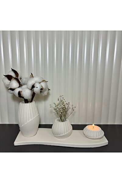 Betohome Design VAZO-MUMLUK SET,ÖZEL TASARIM ÇİFT RENK, 3'LÜ VAZO VE SUNUMLUK...