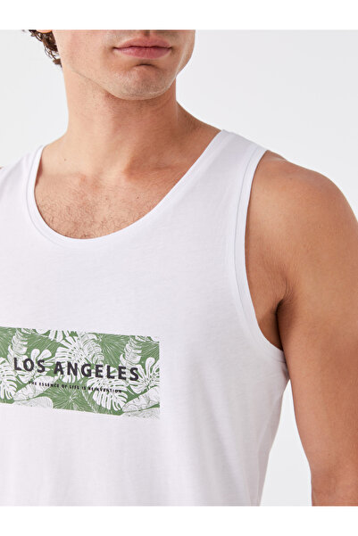 LC Waikiki Bedrucktes, ärmelloses Herren-T-Shirt aus gekämmter Baumwolle mit Rundhalsausschnitt