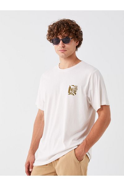 LC Waikiki T-shirt męski z czesanej bawełny z nadrukiem – okrągły dekolt, krótki rękaw