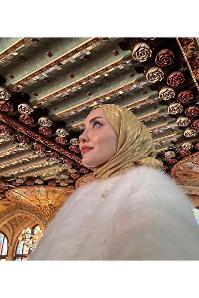 VALORSCARF GOLD QOZA DESEN İPEKSİ JAKAR ŞAL