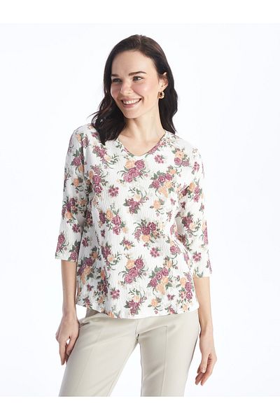 LC Waikiki Γυναικεία μπλούζα με λαιμόκοψη V Floral