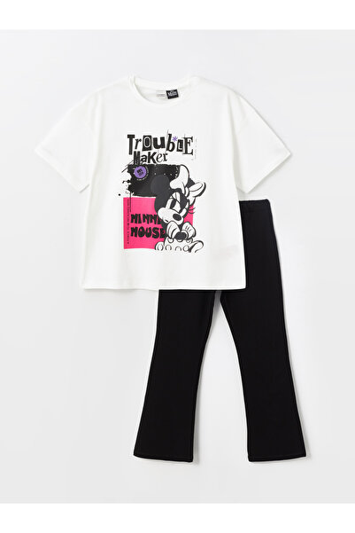 LC Waikiki Dievčenské tričko a pančucháče s potlačou Minnie Mouse – výstrih, krátky rukáv