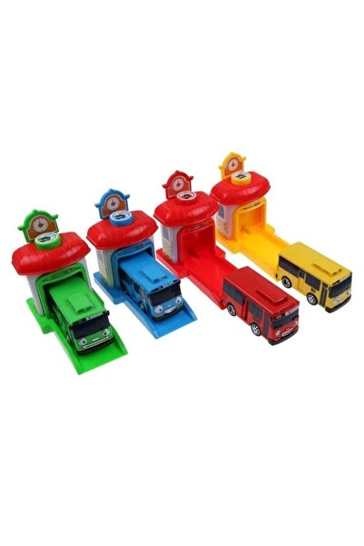 RAMO'S STORE Tayo 4l'ü Set 4 Otobüs Ve Garajlar Seti Oyuncak Fırlatmalı Garaj Set