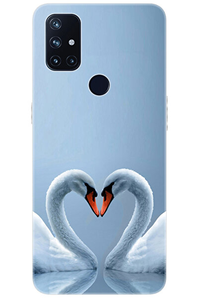 Oneplus Nord N10 5G (BE2029) Uyumlu Kılıf Desen Baskılı Silikon Kuğ ve Kalp S...