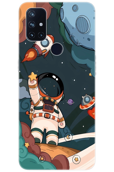 Oneplus Nord N10 5G (BE2029) Uyumlu Kılıf Desen Baskılı Silikon Astronot STK:696 CP-L9rhrQI