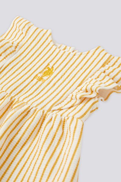U.S. Polo Assn. US Polo AssnBaby Girl Striped Dress Yellow USB1981