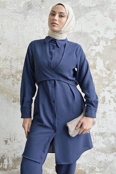 InStyle Dvojitá sada přední kravaty - Navy Blue