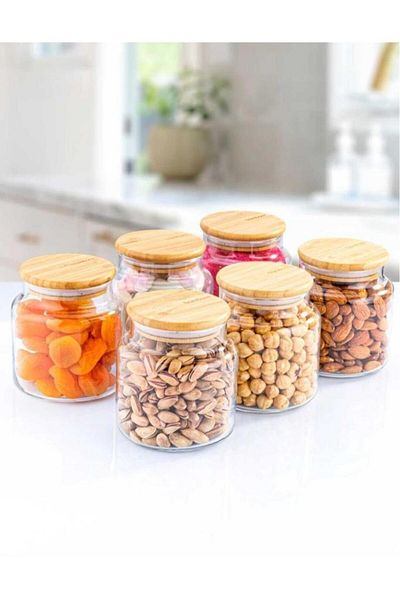 Bambum Zone 6-Piece Glass Storage Container Vacuum 250mlBamboo Lid