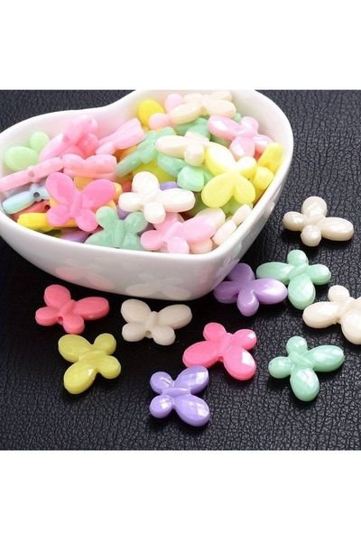 ella'nın çarşısı Πολύχρωμη Ακρυλική Χάντρα Κοσμήματος Πεταλούδα 2 εκ. Χ 1,5 ε...