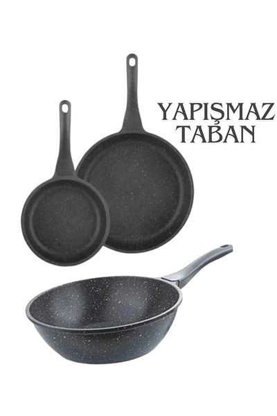 ThermoAD 2-Piece Granite Pan Set 20-26 cm + Wok Pan 28 cm