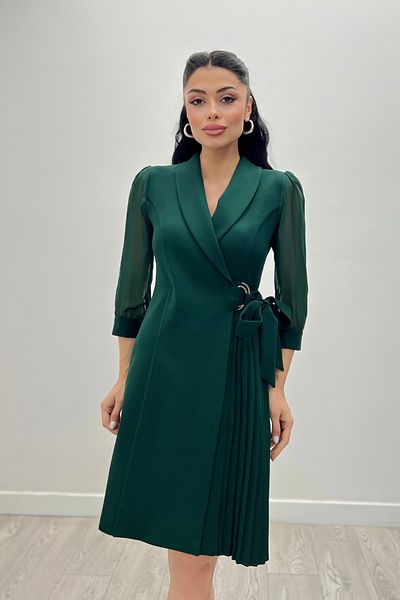 giyimmasalı Φόρεμα Atlas Fabric Pleated Jacket - EMERAL GREEN