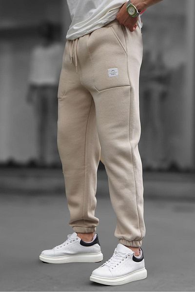Madmext Beige Herren Basic Jogginghose mit Taschendetail 6522