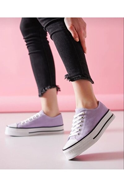 MİSSWEMODASHOES Cnv Yüksek Taban Lila Spor Ayakkabı