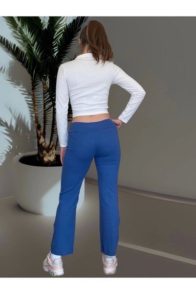 Tam12den Home Women's Ribbed Wide Leg Lycra High Waist Trousers Leggings