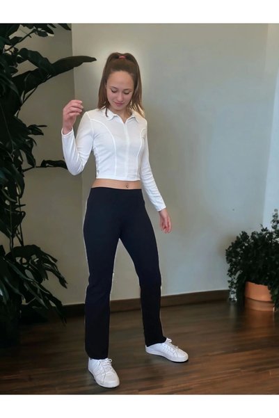 Tam12den Home Women's Ribbed Wide Leg Lycra High Waist Trousers Leggings