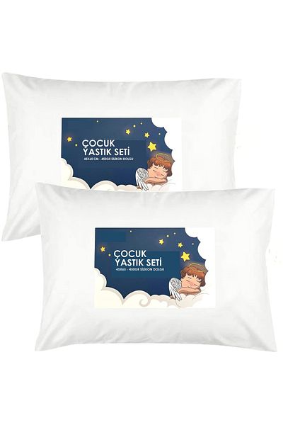 İz Concept Children's Pillow Set 2 Pieces 45x65 Cm Silicone Filled Sleeping Pillow - Washable 450 Gr Ultra Soft