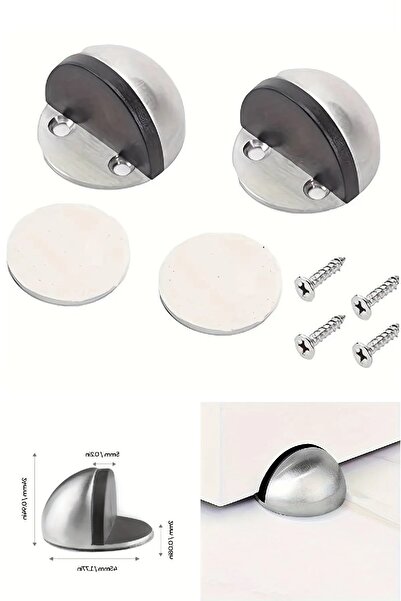 BİTERSE 5 Adet Kendinden Yapışkanlı Yarım Ay Kapı Stoperi Kapı Durdurucu Gri