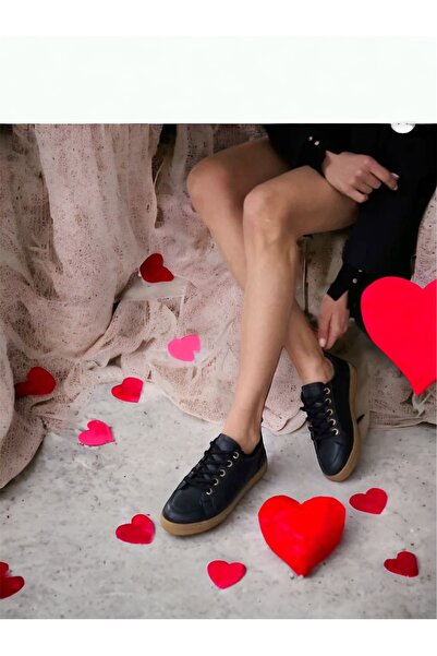 Pretty Girl Pantofi sport de culoare neagră pentru femei (cu șireturi groase)
