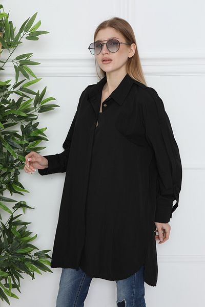 JESSE STORY TUNIC NEGRU PENTRU FEMEI ROCHIE DE CAMASĂ FĂRĂ FĂRĂ ACCESOR DE MÂNECĂ ACCESORIE DETALATĂ