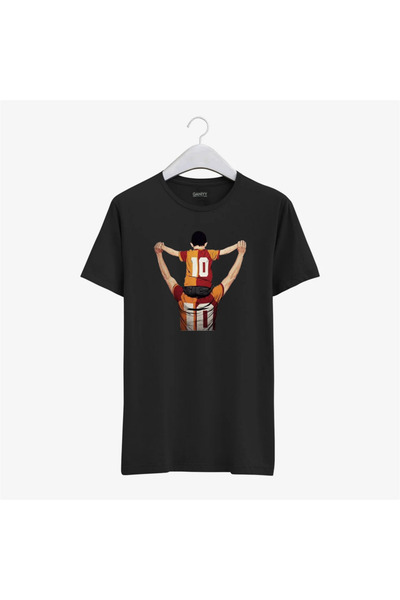 GANİYY تي شيرت باللون الأصفر والأحمر مع القيل والقال