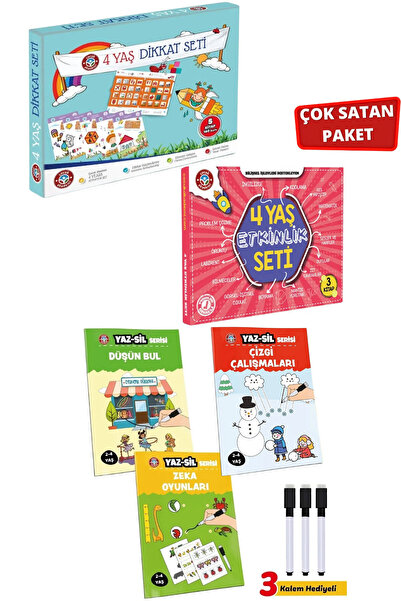 Çocuk Akademi 4 Yaş Dikkat-Etkinlik Seti ve Yaz Sil Serisi-2