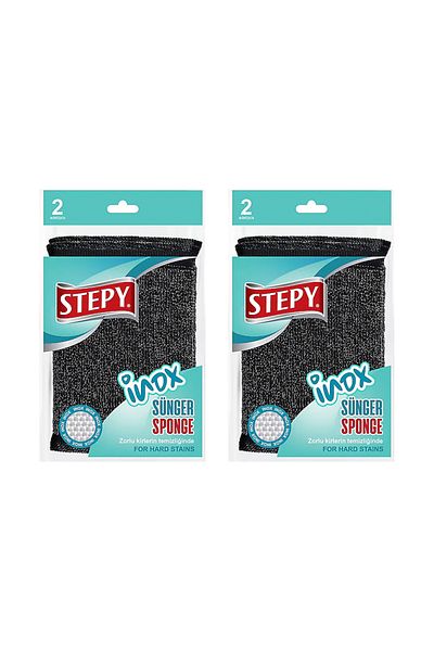 STEPY Easily Removing Hard Spots Inox Steel Sponge 2 Pack X 2 Pieces