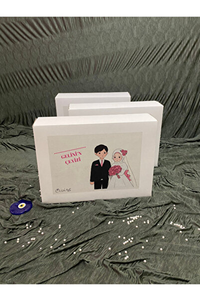 giftpuffy 3'LÜ Söz Nişan Bohça Gelin Damat Çeyiz Kutusu