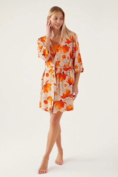 Pierre Cardin Set de pantaloni scurți de halat de toaletă cu modele florale pentru damă