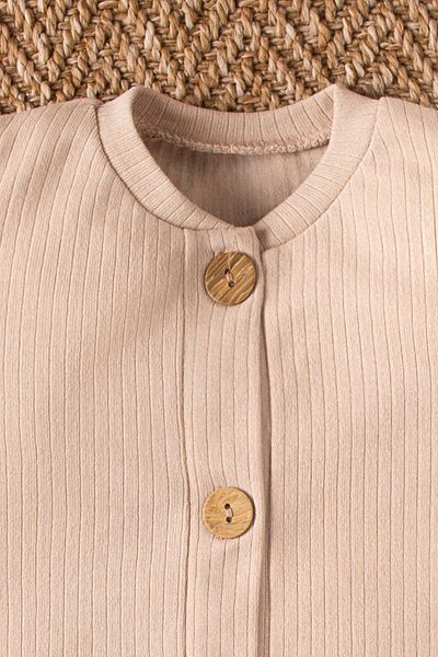 Mai Perla Short Sleeve Wooden Buttoned Organic Jumpsuit Baby Set