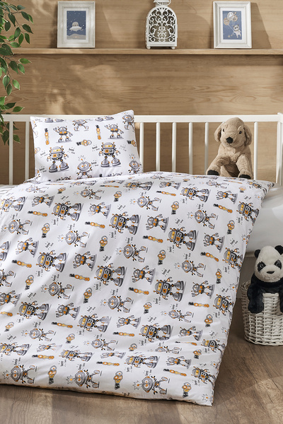 LaLiva طقم سرير أطفال مصنوع من القطن الطبيعي بنسبة 100% من قماش Akfil مع روبوت