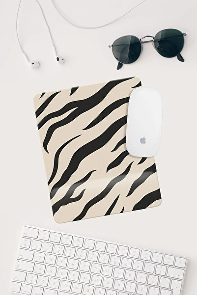 HobiShop Zebra Desenli Bilek Destekli Dikdörtgen Mouse Pad Mouse Altlığı.