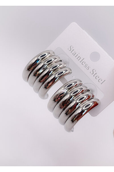 hbtasarim أقراط من الفولاذ بأربعة صفوف من الأقراط المكشوفة