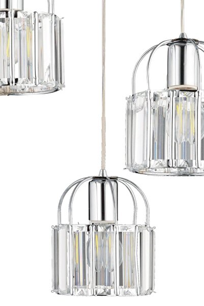 NisaLuce Nisa Luce Manolya 3'lü Taşlı Avize - Krom