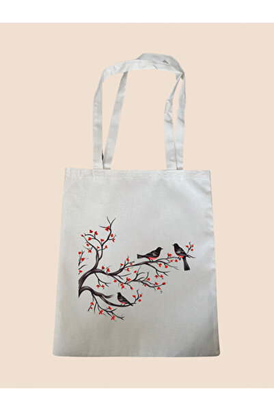 lili hediyelik Тканинна сумка з принтом пташки на гілці - велика жіноча сумка...