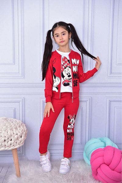 öykümgaleria Girl's Minnie Short Sleeve T-shirt and Leggings 3-Piece Set