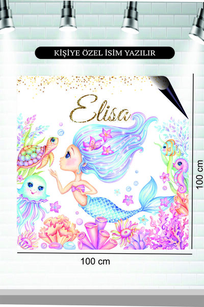 particin baskı Afiş baskı Deniz kızı Temalı Parti Afişi  Ölçüsünde Branda Afi...