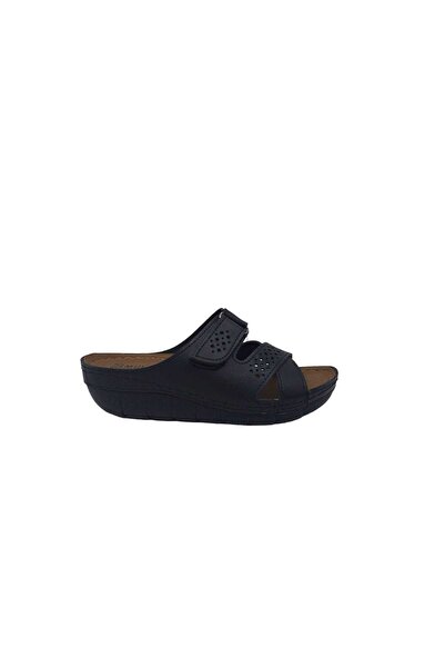 Zerhan 2354 Жіночі чорні тапочки на підборах на липучці для щоденного викорис...