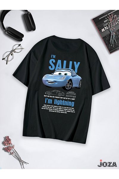 Joza Outdoors Unisex Femei Bărbați McQueen Sally Car Back Printed Color Single Oversize Design Tricou