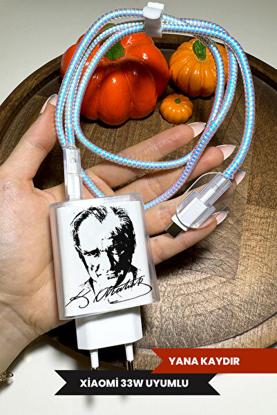 WANNA PROTECT Xiaomi 33w Uyumlu Şeffaf Şarj Başlığı Adaptörü Koruma Kablo Kor...